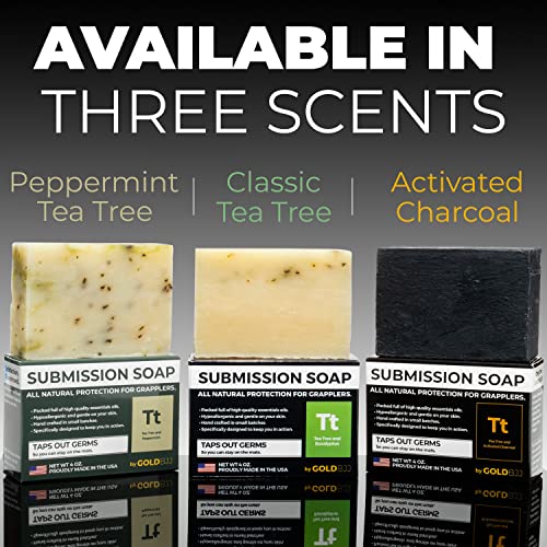 Premium Tea Tree Oil Soap for BJJ and Jiu Jitsu Enthusiasts - USA Made Bar Soap (5-Pack of 4 Ounce Soap Bars, Peppermint