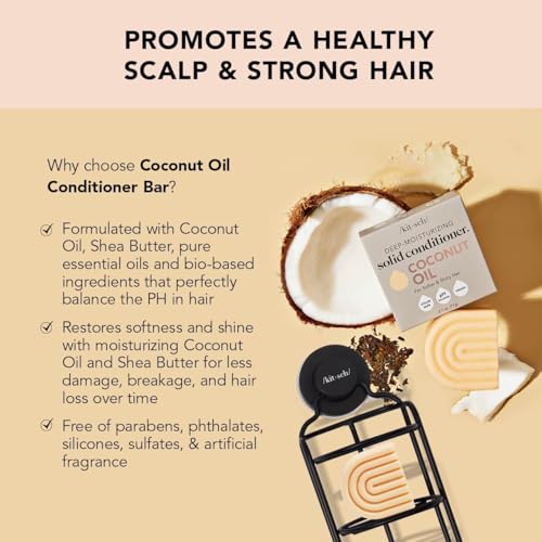 Kitsch Greasy Hair Clarifying Tea Tree Shampoo & Coconut Conditioner Bar Set - Deep Cleanse & Moisturize, Natural Organi