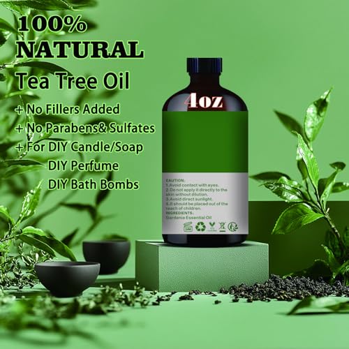 Tea Tree Essential Oil (4 oz/120 ml) Roll-On & Bottle - 100% Natural, Aromatherapy, Stress Relief
Tea Tree Essential Oil